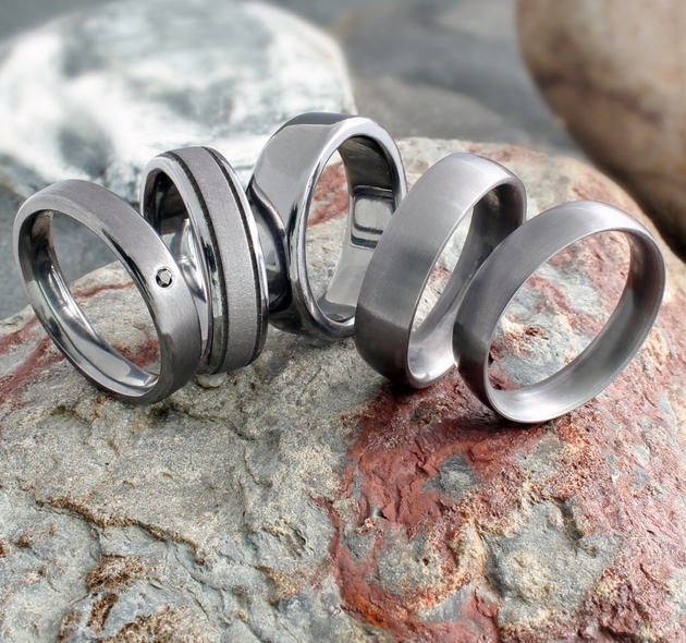 Collection of tantalum wedding rings by award-winning jeweller Cooljoolz