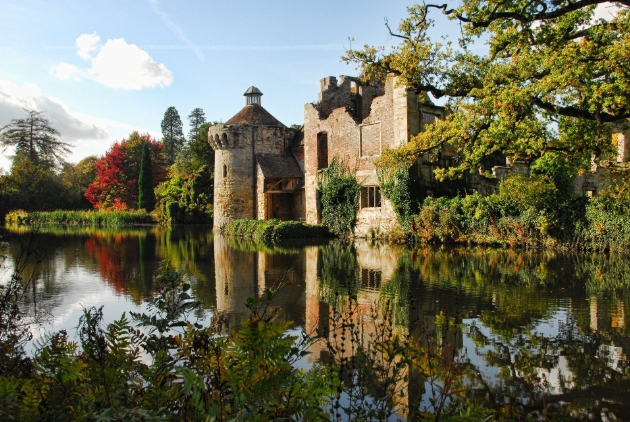 castle on a lake in autumn