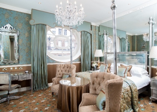 luxury suite duck egg blue colour with chandelier 