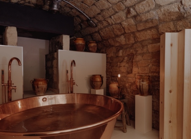 copper bath in cellar spa
