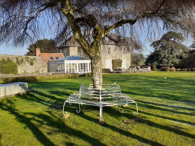 Exterior and gardens of The Grange wedding venue in Somerset.