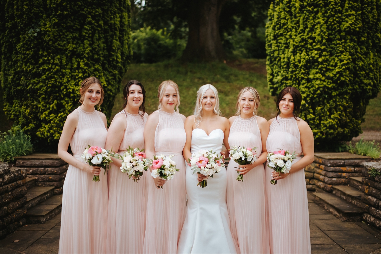 Bridesmaids' blush dresses