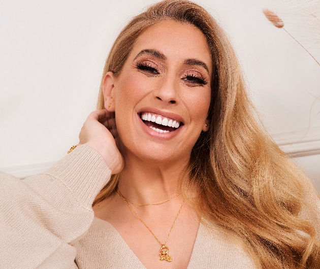 Stacey Solomon close up wearing new collab with Abbott Lyon