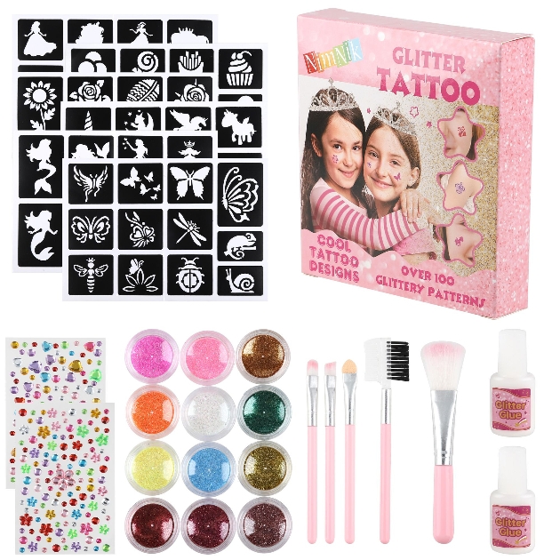 contents of glitter tattoo kit